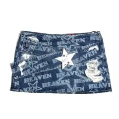 Heaven by Marc Jacobs 総柄 デニム スカート ダメージ 星