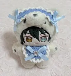 いつぬい ぬい服 スタイ ヘッドドレス ブルー×ホワイト 編み物