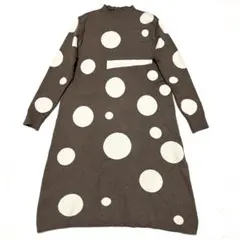 ★美品★LASCOLINAS★ニットワンピース★M〜L★茶　ブラウン★水玉★