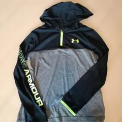 UNDER ARMOUR フード付きパーカー 黒/グレー/ライム　140