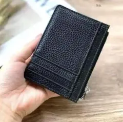 本革 薄型 カードケース♪コインケース 小銭 名刺 ブラック 財布 メンズ 定期