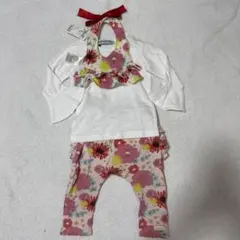 お尻フリフリが可愛いHaruulalaフラワー柄3点セット新品未使用80cm