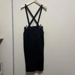 黒 サスペンダー付き ロングサロペット