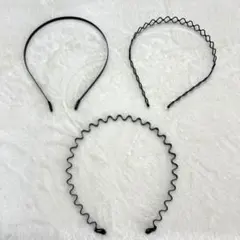ブラック カチューシャ 3点セット ヘアアクセサリー
