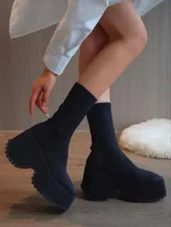 SHEIN 厚底 ブーツ ニット