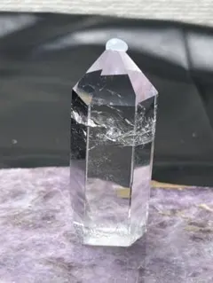 新品 高品質水晶ポイント ブラジル産 天然石 原石 台座付き 虹入り