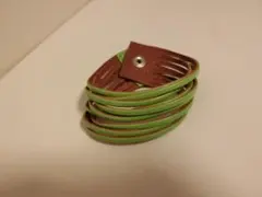本革風 グリーン ブレスレット バングル リストバンド