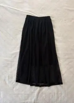 ブラック メッシュ ロングスカート Fサイズ