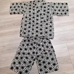 白黒幾何学模様 甚平 140