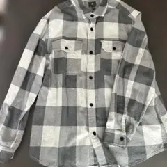 H&M メンズ　グレーチェックシャツXL