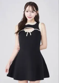 Darich ダーリッチ　ポイントオープンニットミニワンピース　ブラック