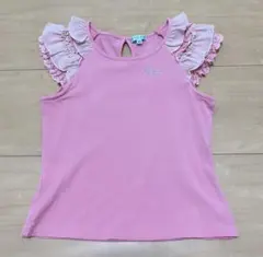 TOCCA★トッカ★フリルレーススリーブ★ラインストーンロゴ★ピンク★100cm