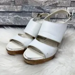 DIANA ダイアナ レザーウェッジソールサンダル 厚底革靴 ホワイト M