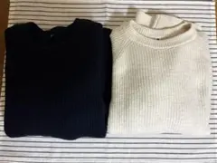 ユニクロ キッズ スフレヤーンセーター 160 2枚セット ネイビー アイボリー