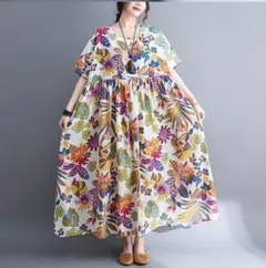 大きいサイズ レディース 春 夏 ロング　ワンピース　花柄　新品 半袖