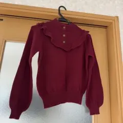 レベッカブティック　口元ゆるむフリルニットプルオーバー　フリーサイズ　レッド