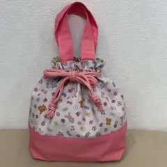 アニバーサリーパッチワークマルチカラー♡ハンドル付きミニ巾着バッグ