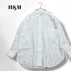 【H&M】長袖シャツ/リネン100/ホワイト/シンプル/無地/綺麗め/春秋/Mのサムネイル