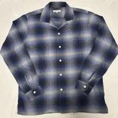 global work /オンブレチェック柄ネルシャツ /オープンカラー/猫目