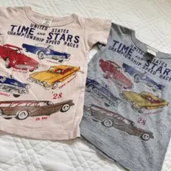 デニムダンガリー　ミッキー　半袖Tシャツ　　お揃い　セット　100.110