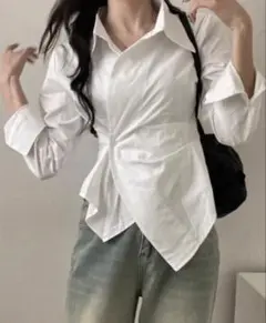 ♡おふとん虫♡アムンゼン後ろカシュクールチェーンブラウス アムンゼン 後ろカシュクールチェーンブラウス 日本製 ベージュ - メルカリ