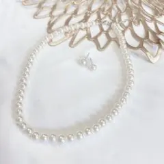 8mmパール ネックレス ピアス セット 上品 フォーマル 結婚式 華やか
