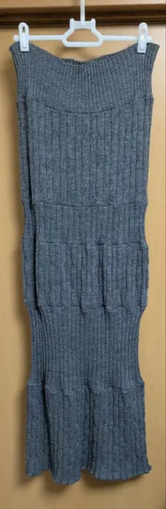 トリココムデギャルソン 切替デザイン チューブトップ ニットワンピース グレー