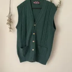 FIONA MACPHAIL ダークグリーン ニットベスト　Lサイズ