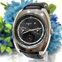 【激レア】agnes b. 限定モデル　トリプルカレンダー　ブラック文字盤　稼働のサムネイル