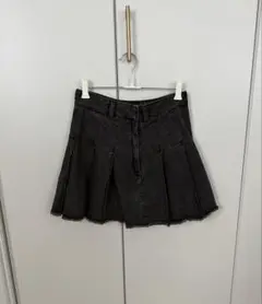 GU ダークグレー プリーツスカート デニム