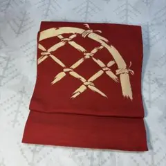 紬正絹帯 八寸太鼓柄　綴れ風