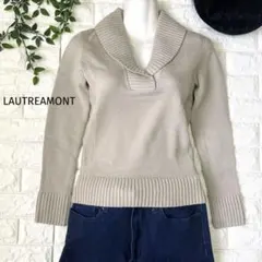 LAUTREAMONT♪グレー 毛100% ショールカラーニット　セーター S