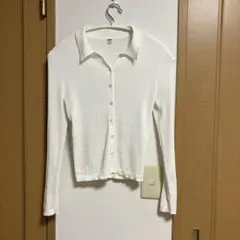 유니클로 리브 폴로 가디건 오프 화이트 S 사이즈