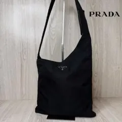 極美品 160 プラダ　ショルダーバッグ　ブラック　ナイロン　at6