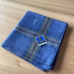 【未使用】YSL ダークブルー ハンカチ 約47cm