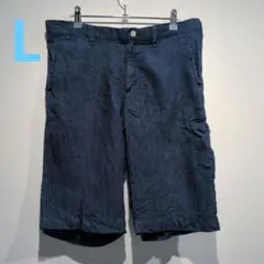 H*K様 Lサイズ 麻　綿　COMME CA ISM ハーフパンツ ネイビー