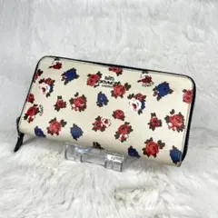 COACH 花柄ホワイトレザー長財布