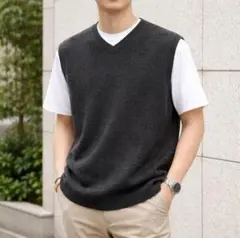 DOCKERS　ヴィンテージ感　ベスト　ノースリーブ　無地　グレー　メンズ