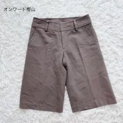オンワード樫山 ハーフパンツ 膝丈 センタープレス ウール混 ブラウン Sのサムネイル