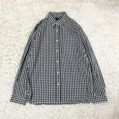 【美品】ビームスプラス ギンガムチェック 長袖シャツ ブラック 日本製 XL