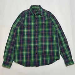 ポロカントリー ネルシャツ L 緑 チェック ガチャポケ チンスト 6868