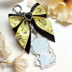 リボンチャーム バックチャーム 黄 イエロー キーホルダー 推し活