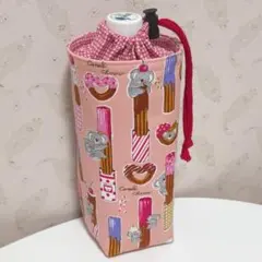 レッドギンガムチェックとコアラとチュロス　ペットボトルカバー　ハンドメイド