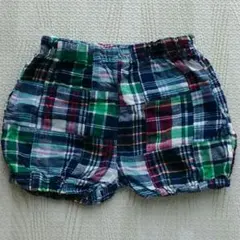 パッチワーク チェック ショートパンツ 日本製 赤すぐ 70 80 90