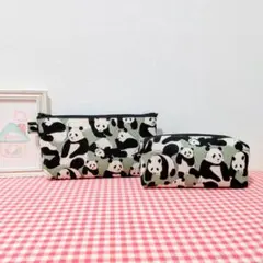 ポーチ2点セット（パンダ＊グリーン）