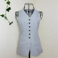 H&M　linen　ブレンド　新品タグ付き　ライトグレー スーツベスト ジレのサムネイル