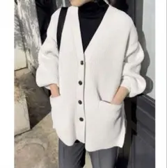 Spick&Span バルキーヤーン カーディガン ホワイト