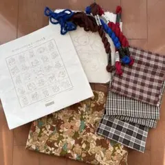 ホビーラホビーレ　カントリーベアのモチーフクロス　刺繍糸　生地セット