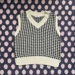 ZARA ハウンドトゥース柄 ノースリーブニットベスト