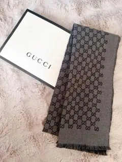 GUCCI GGロゴ マフラー グレー/ブラック